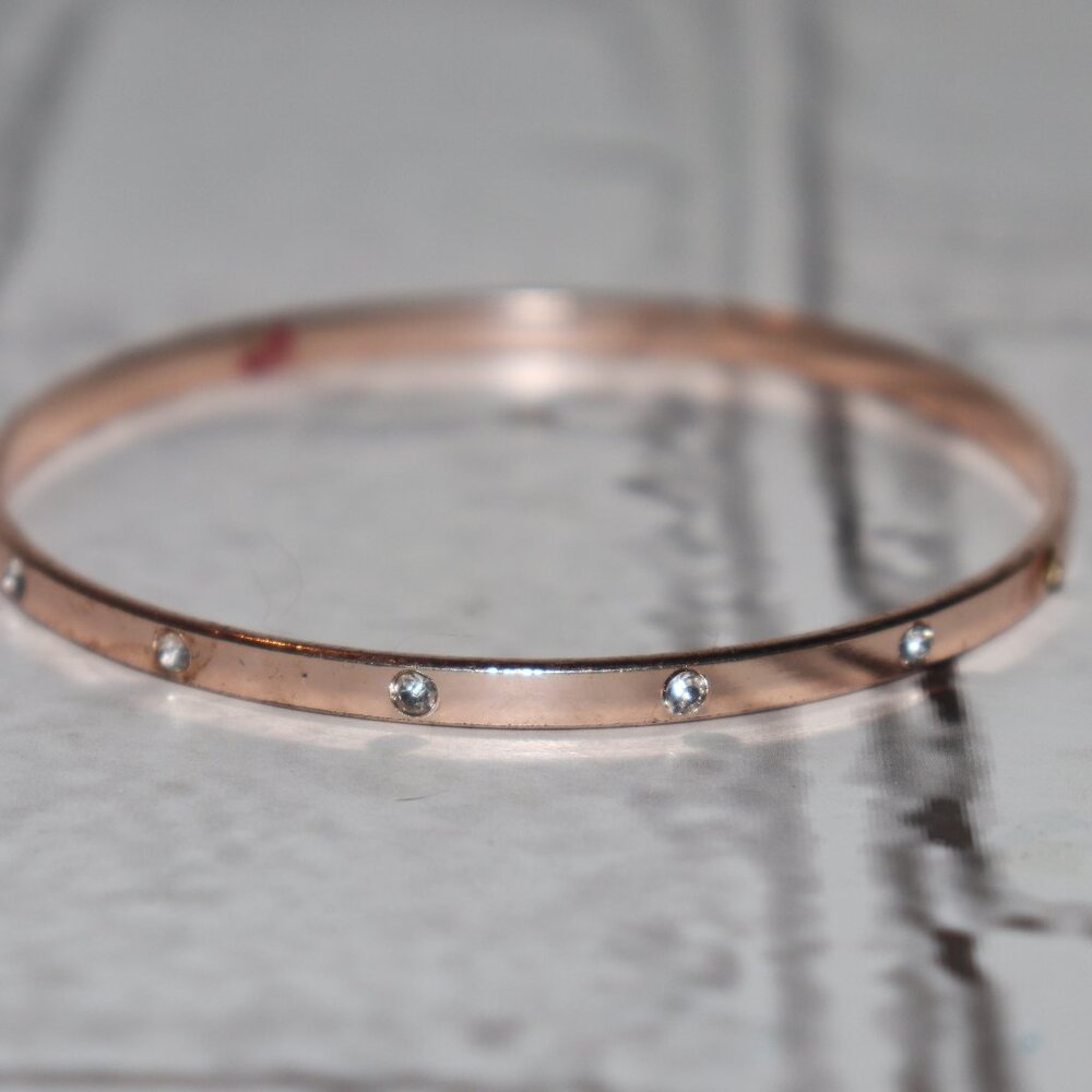 Beautiful sparkling rose gold and CZ bangle bracelet 7"